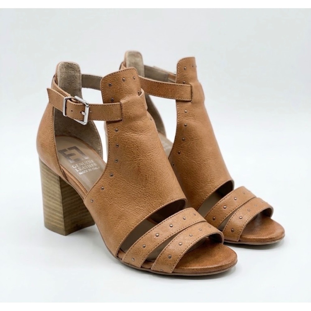 Emanuele Crasto Italian Leather Studded Boho Western Chunky Block Heel Bootie 37